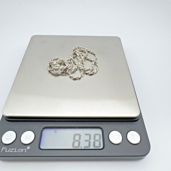 Sterling Silver Rope Chain Necklace 2mm 18" Italy - Picture 6 of 7